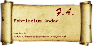 Fabriczius Andor névjegykártya
